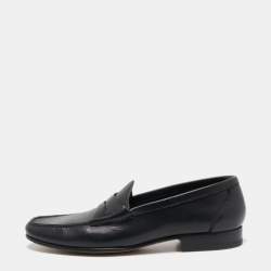 Pre Owned Tom Ford Black Leather Slip On Loafers Size 42