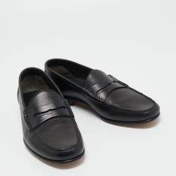 Pre Owned Tom Ford Black Leather Slip On Loafers Size 42