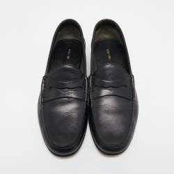 Pre Owned Tom Ford Black Leather Slip On Loafers Size 42