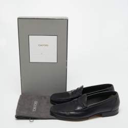 Pre Owned Tom Ford Black Leather Slip On Loafers Size 42