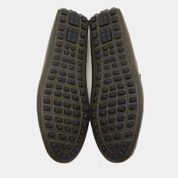Tom Ford Olive Green Leather Chain Link Slip On Loafers Size 43