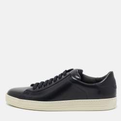 Tom Ford Navy Blue Leather Russell Low Top Sneakers Size 43.5 