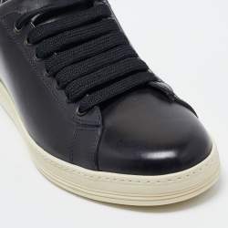Tom Ford Navy Blue Leather Russell Low Top Sneakers Size 43.5 