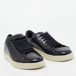 Tom Ford Navy Blue Leather Russell Low Top Sneakers Size 43.5 