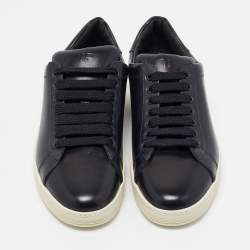 Tom Ford Navy Blue Leather Russell Low Top Sneakers Size 43.5 
