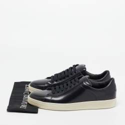 Tom Ford Navy Blue Leather Russell Low Top Sneakers Size 43.5 