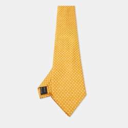 Pre Owned Tom Ford Yellow Silk Jacquard Traditional Tie