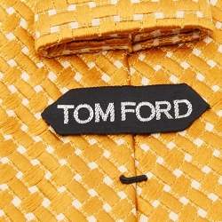 Pre Owned Tom Ford Yellow Silk Jacquard Traditional Tie