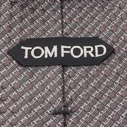 Pre Owned Tom Ford Grey Jacquard Silk Traditional Tie