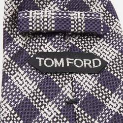 Pre Owned Tom Ford Blue Check Silk Traditional Tie