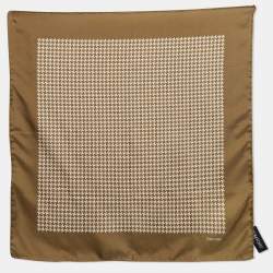Tom Ford Green Check Pattern Silk Pocket Square 