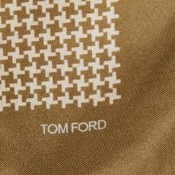 Tom Ford Green Check Pattern Silk Pocket Square 