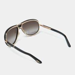 Tom Ford Black Leather/ Brown Gradient TF249 Humphrey Aviator Sunglasses