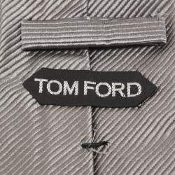Tom Ford Grey Diagonal Striped Silk Tie 