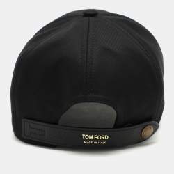 Tom Ford Black Fabric Logo Embroidered Cap 