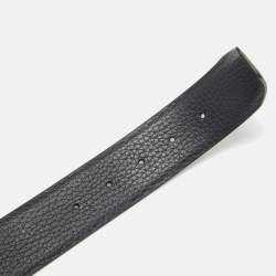 Tom Ford Black/Navy Blue Leather T Icon Reversible Belt 110 CM