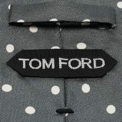Tom Ford Grey/White Polka Dot Print Silk Tie