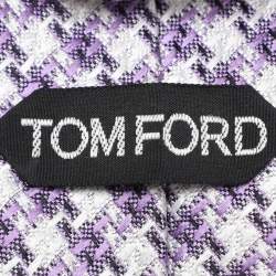 Tom Ford Purple/White Diamond Woven Pattern Silk Traditional Tie