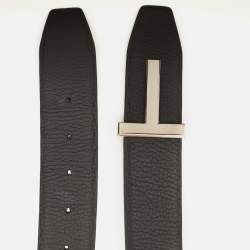 Tom Ford Black/Brown Leather T Logo Reversible Belt 100CM