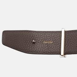 Tom Ford Black/Brown Leather T Logo Reversible Belt 100CM