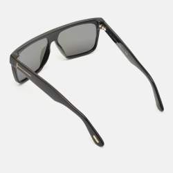 Pre Owned Tom Ford Black Mirrored TF709 Whyat Shield Sunglasses
