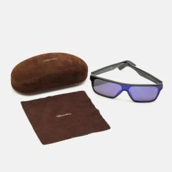 Pre Owned Tom Ford Black Mirrored TF709 Whyat Shield Sunglasses
