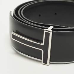 Pre Owned Tom Ford T Buckle 95 CM Belt Black Leather