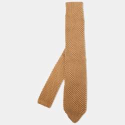 Pre Owned Tom Ford Beige Silk Satin Knit Classic Tie 