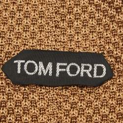 Pre Owned Tom Ford Beige Silk Satin Knit Classic Tie 