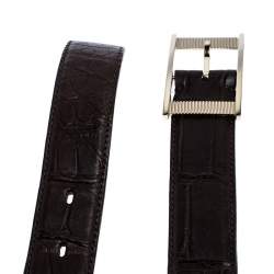 Pre Owned Tom Ford Dark Brown Croc Embossed Leather Buckle Belt 90CM
