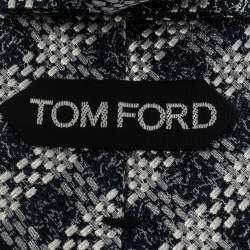 Tom Ford Dark Blue & White Textured Check Silk Tie