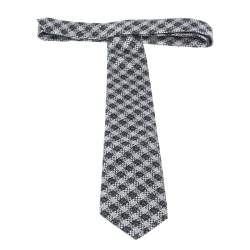 Tom Ford Dark Blue & White Textured Check Silk Tie