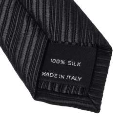 Pre Owned ربطة عنق توم فورد حرير جاكار مخطط مائل أسود