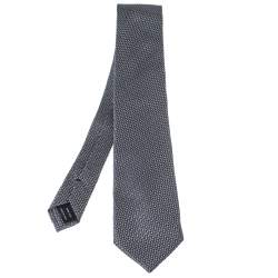 Pre Owned Tom Ford Grey Basketweave Silk Tie