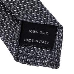 مملوكة مسبقًا Tom Ford Grey Basketweave Silk Tie