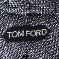 مملوكة مسبقًا Tom Ford Grey Basketweave Silk Tie