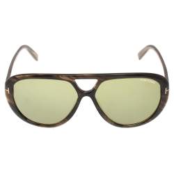 Pre Owned Tom Ford Havana Brown/Green Marley TF510 Pilot Sunglasses