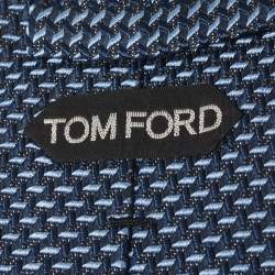 مملوكة  مسبقًا ربطة توم فورد جاكار مزيج حرير أزرق