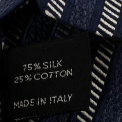 Pre Owned Tom Ford Blue Striped Jacquard Silk Cotton Tie