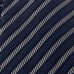 Pre Owned Tom Ford Blue Striped Jacquard Silk Cotton Tie