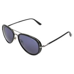 Pre Owned Tom Ford Black/Blue Miles TF341 Aviator Sunglasses