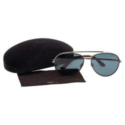 Pre Owned Tom Ford Dark Havana/Teal Curtis TF748-F Pilot Sunglasses