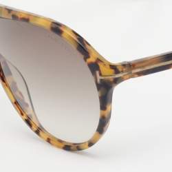 Pre Owned Tom Ford Havana/ Brown Gradient TF443 Edison Pilot Sunglasses