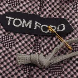 Pre Owned Tom Ford Pink & Black Jacquard Silk Tie