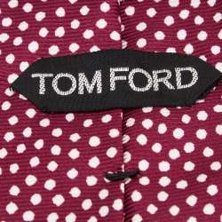 Pre Owned Tom Ford Dark Pink Polka Dot Print Silk Tie