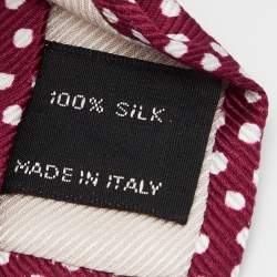 Pre Owned Tom Ford Dark Pink Polka Dot Print Silk Tie