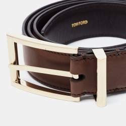 Tom Ford Brown Leather Buckle Belt 105CM