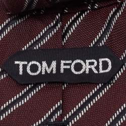 Tom Ford Brown Diagonal Stripe Patterned Silk Tie