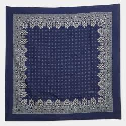 Tom Ford Blue Printed Cotton Blend Bandana Scarf