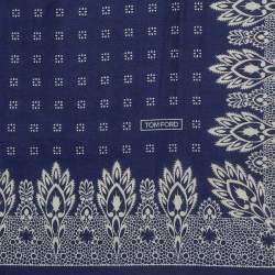 Tom Ford Blue Printed Cotton Blend Bandana Scarf